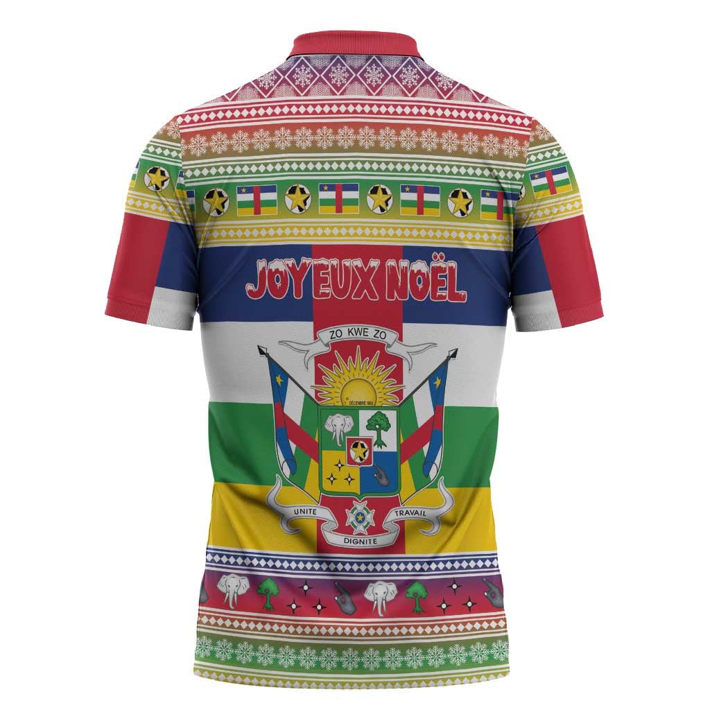 Central African Republic Christmas Zipper Polo Shirt Joyeux Noel