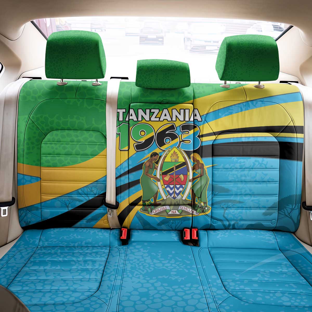 Tanzania Uhuru Day Back Car Seat Cover Coat Of Arms - Sports Style - African Pride