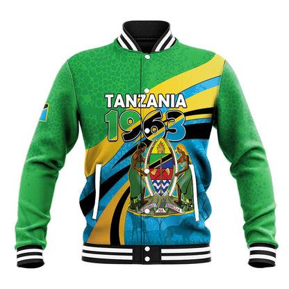 Personalized Tanzania Uhuru Day Baseball Jacket Coat Of Arms - Sports Style - African Pride