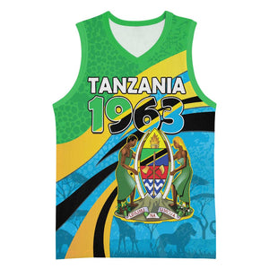 Personalized Tanzania Uhuru Day Basketball Jersey Coat Of Arms - Sports Style - African Pride