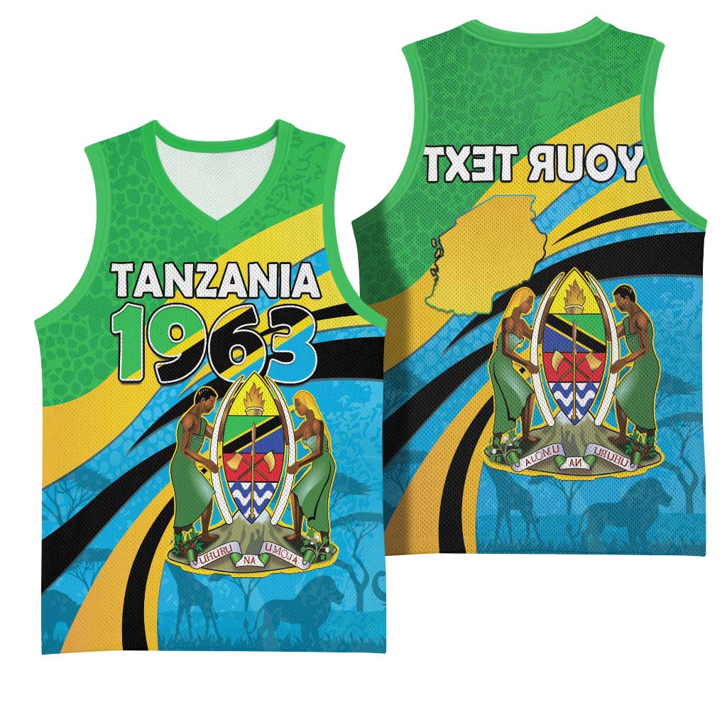 Personalized Tanzania Uhuru Day Basketball Jersey Coat Of Arms - Sports Style - African Pride