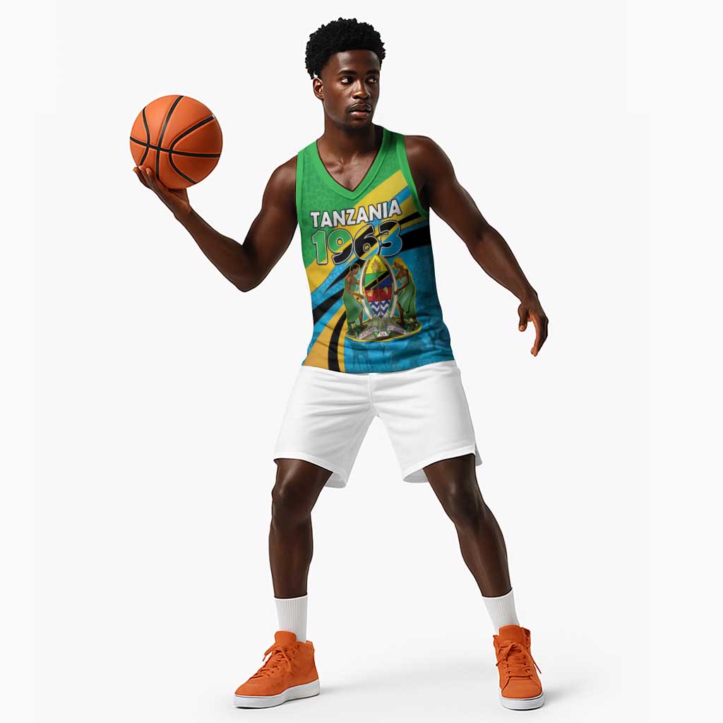 Personalized Tanzania Uhuru Day Basketball Jersey Coat Of Arms - Sports Style - African Pride