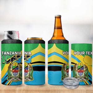 Personalized Tanzania Uhuru Day 4 in 1 Can Cooler Tumbler Coat Of Arms - Sports Style - African Pride