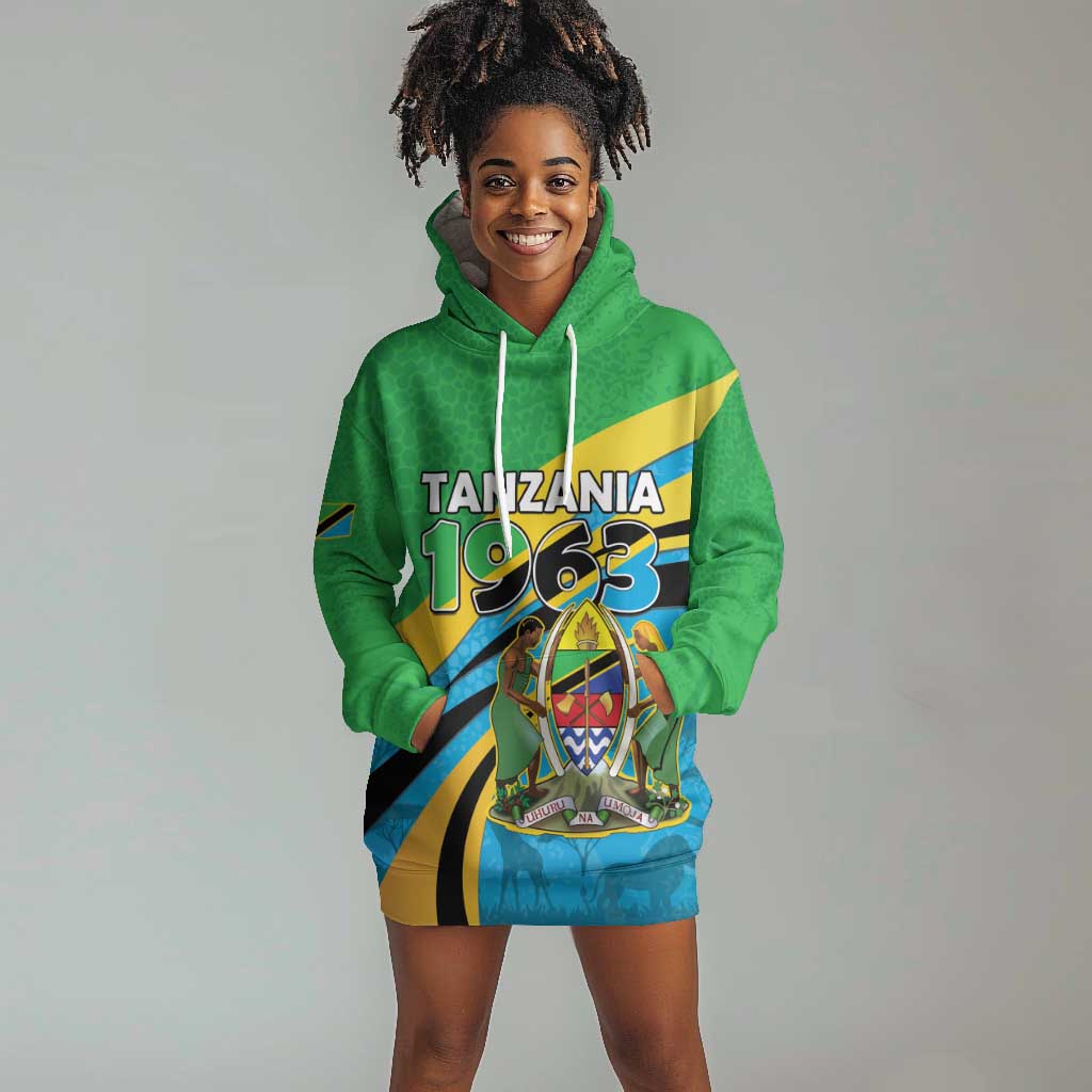 Personalized Tanzania Uhuru Day Hoodie Dress Coat Of Arms - Sports Style - African Pride