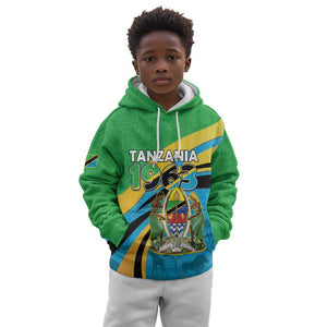 Personalized Tanzania Uhuru Day Kid Hoodie Coat Of Arms - Sports Style - African Pride