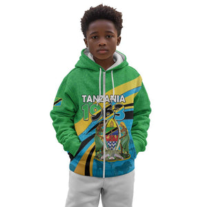 Personalized Tanzania Uhuru Day Kid Hoodie Coat Of Arms - Sports Style - African Pride