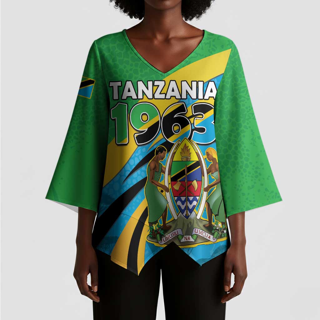 Personalized Tanzania 1963 Kimono Sleeve Blouse Happy Independence Day