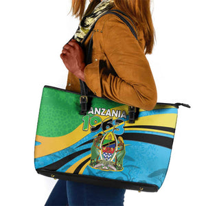 Tanzania Uhuru Day Leather Tote Bag Coat Of Arms - Sports Style - African Pride
