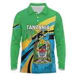 Personalized Tanzania Uhuru Day Long Sleeve Polo Shirt Coat Of Arms - Sports Style - African Pride