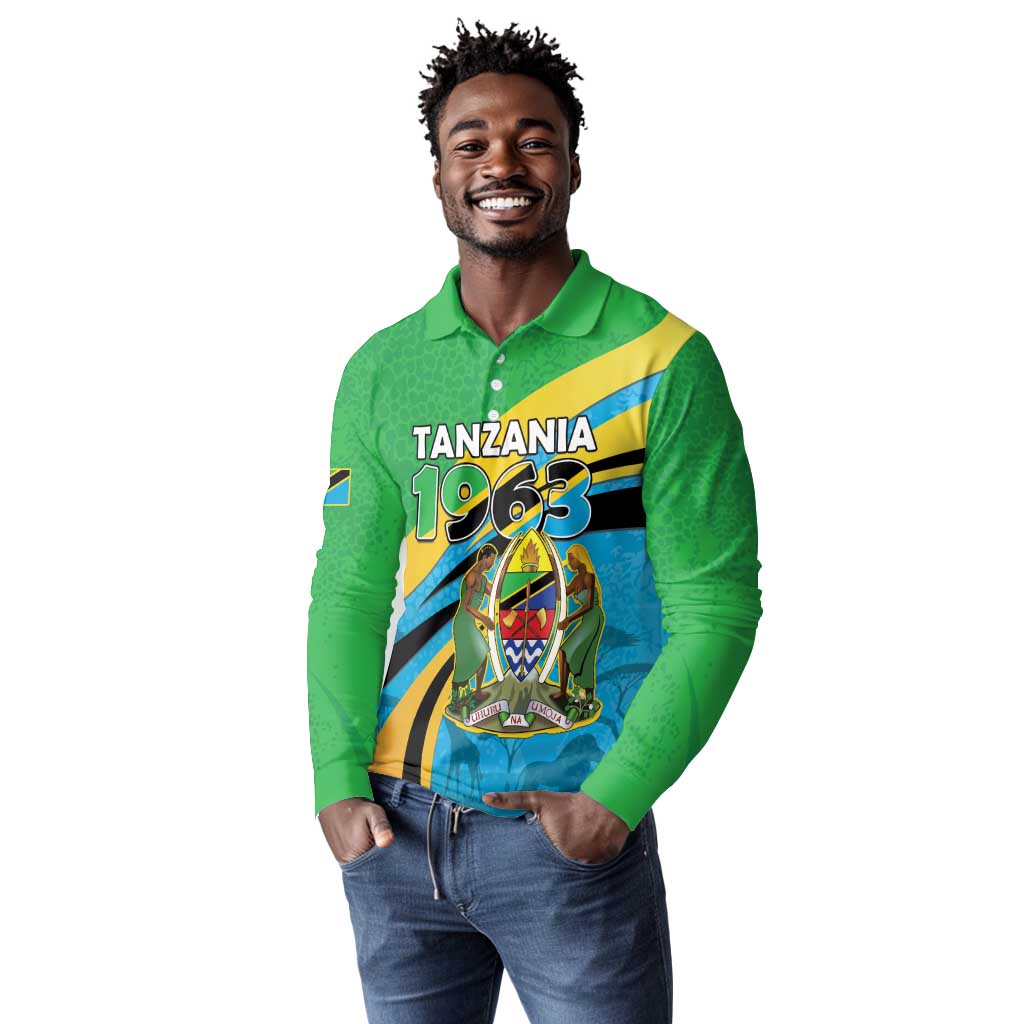 Personalized Tanzania Uhuru Day Long Sleeve Polo Shirt Coat Of Arms - Sports Style - African Pride
