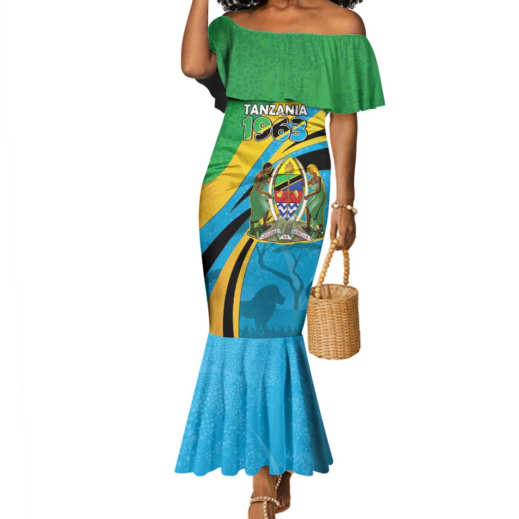 Personalized Tanzania Uhuru Day Mermaid Dress Coat Of Arms - Sports Style - African Pride