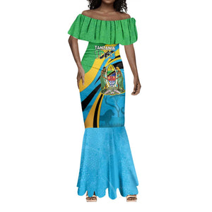 Personalized Tanzania Uhuru Day Mermaid Dress Coat Of Arms - Sports Style - African Pride