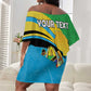 Personalized Tanzania Uhuru Day Off Shoulder Short Dress Coat Of Arms - Sports Style - African Pride