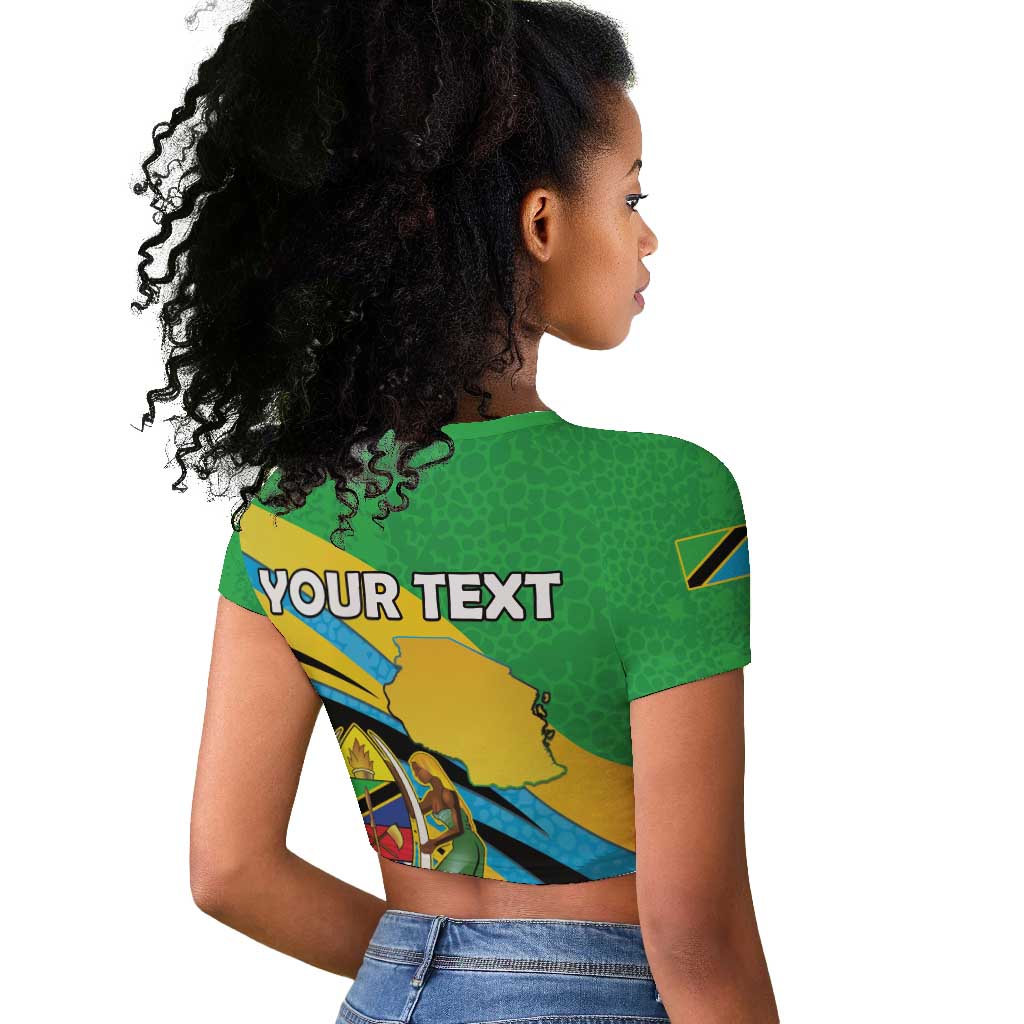 Personalized Tanzania Uhuru Day Raglan Cropped T shirt Coat Of Arms - Sports Style - African Pride