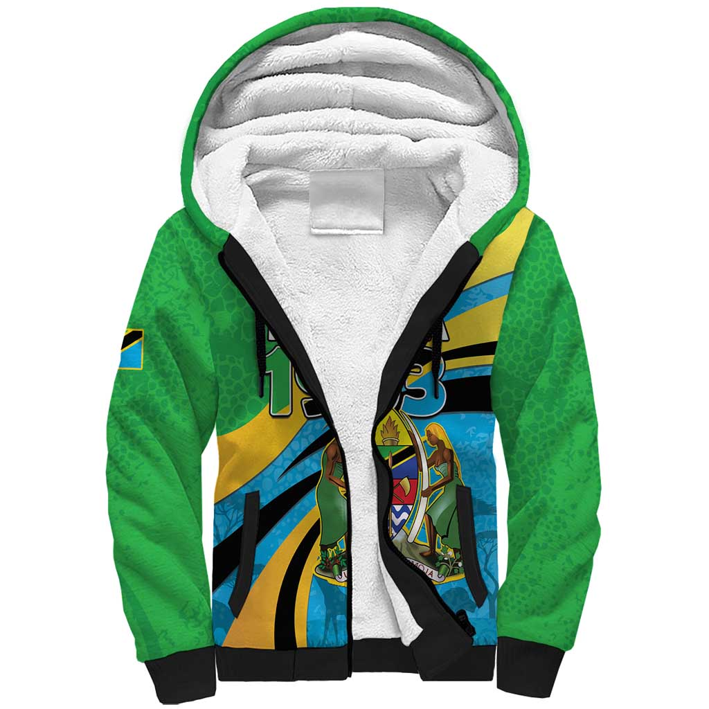 Personalized Tanzania Uhuru Day Sherpa Hoodie Coat Of Arms - Sports Style - African Pride