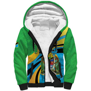 Personalized Tanzania Uhuru Day Sherpa Hoodie Coat Of Arms - Sports Style - African Pride