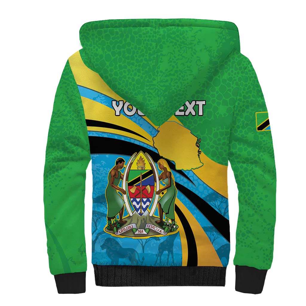 Personalized Tanzania Uhuru Day Sherpa Hoodie Coat Of Arms - Sports Style - African Pride