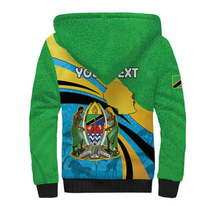Personalized Tanzania Uhuru Day Sherpa Hoodie Coat Of Arms - Sports Style - African Pride
