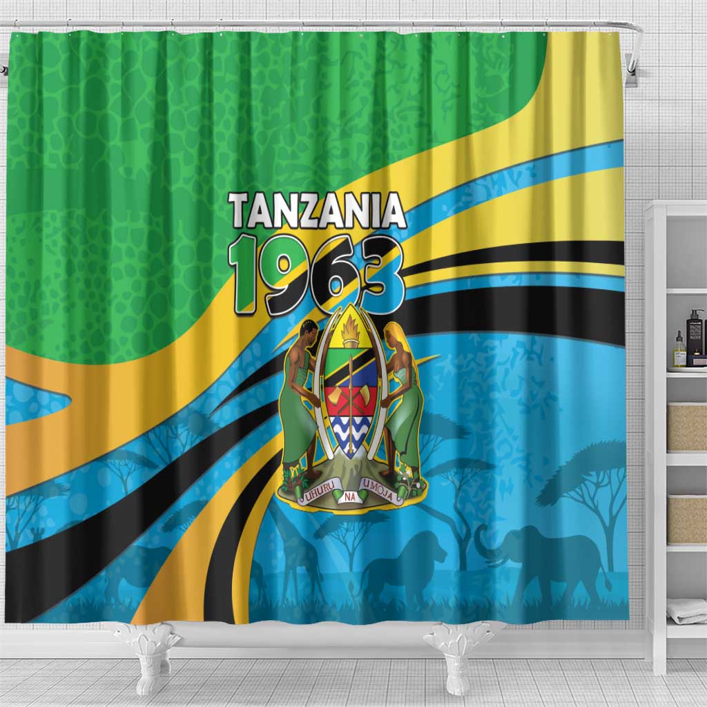 Tanzania Uhuru Day Shower Curtain Coat Of Arms - Sports Style - African Pride
