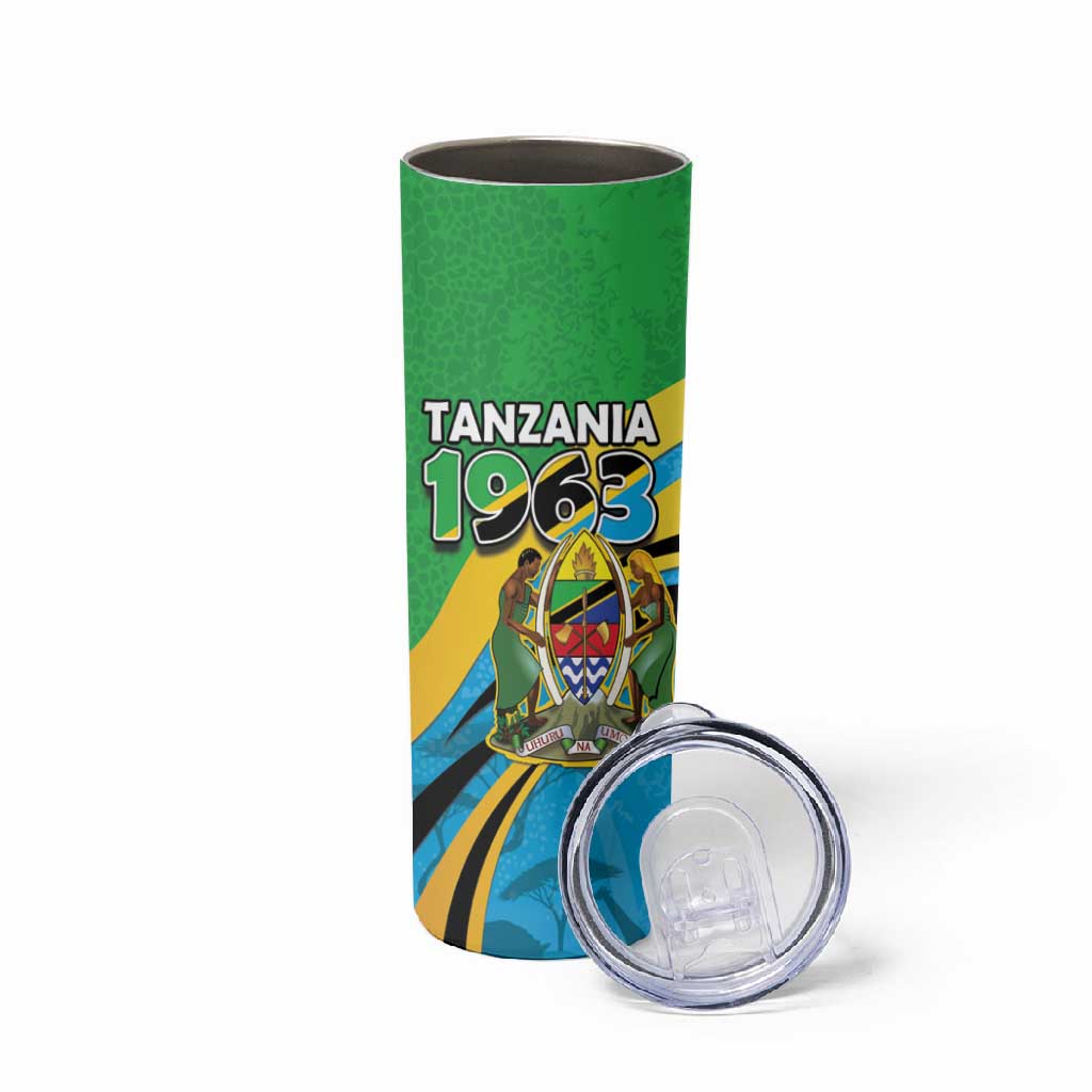 Personalized Tanzania Uhuru Day Skinny Tumbler Coat Of Arms - Sports Style - African Pride