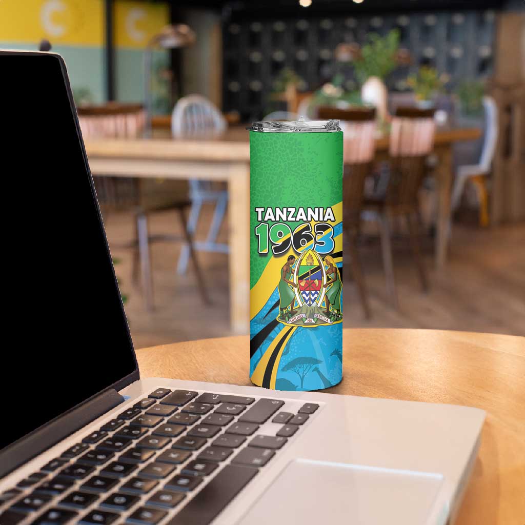Personalized Tanzania Uhuru Day Skinny Tumbler Coat Of Arms - Sports Style - African Pride
