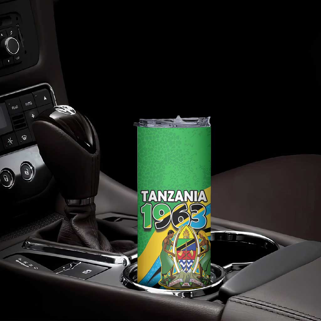Personalized Tanzania Uhuru Day Skinny Tumbler Coat Of Arms - Sports Style - African Pride