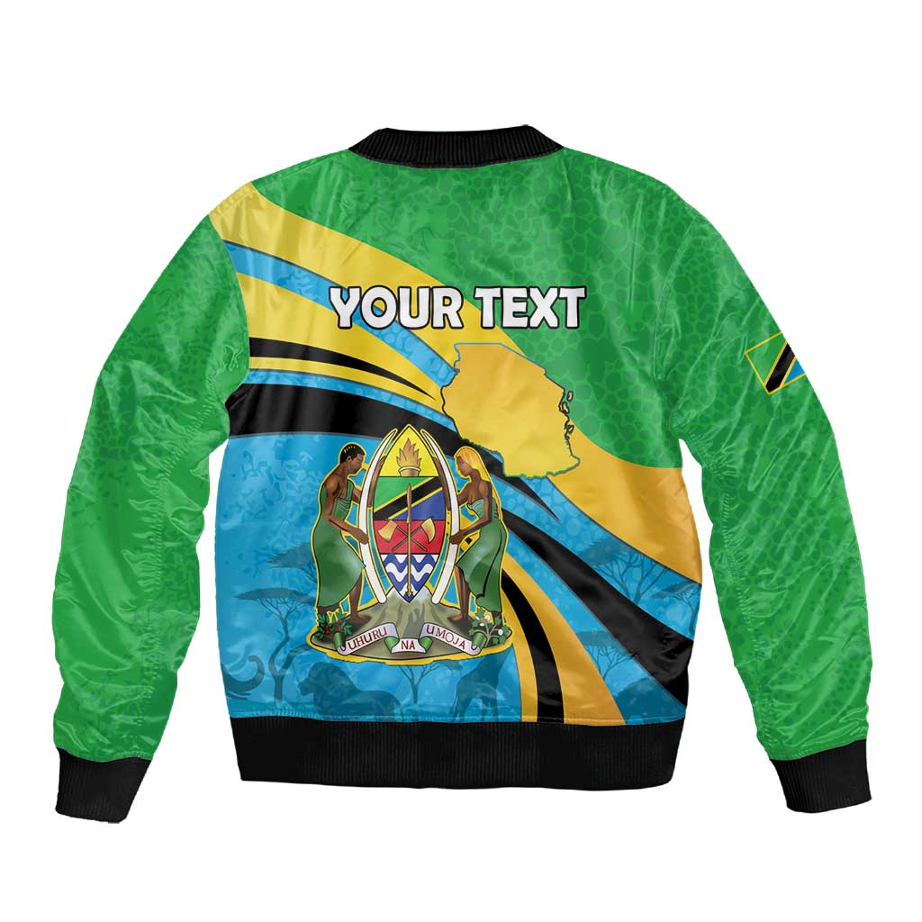 Personalized Tanzania Uhuru Day Sleeve Zip Bomber Jacket Coat Of Arms - Sports Style - African Pride