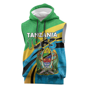 Personalized Tanzania Uhuru Day Sleeveless Hoodie Coat Of Arms - Sports Style - African Pride