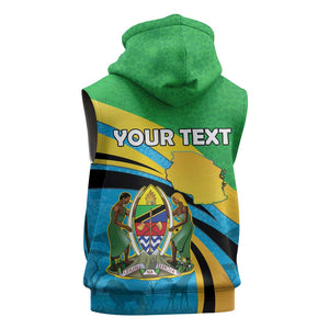 Personalized Tanzania Uhuru Day Sleeveless Hoodie Coat Of Arms - Sports Style - African Pride