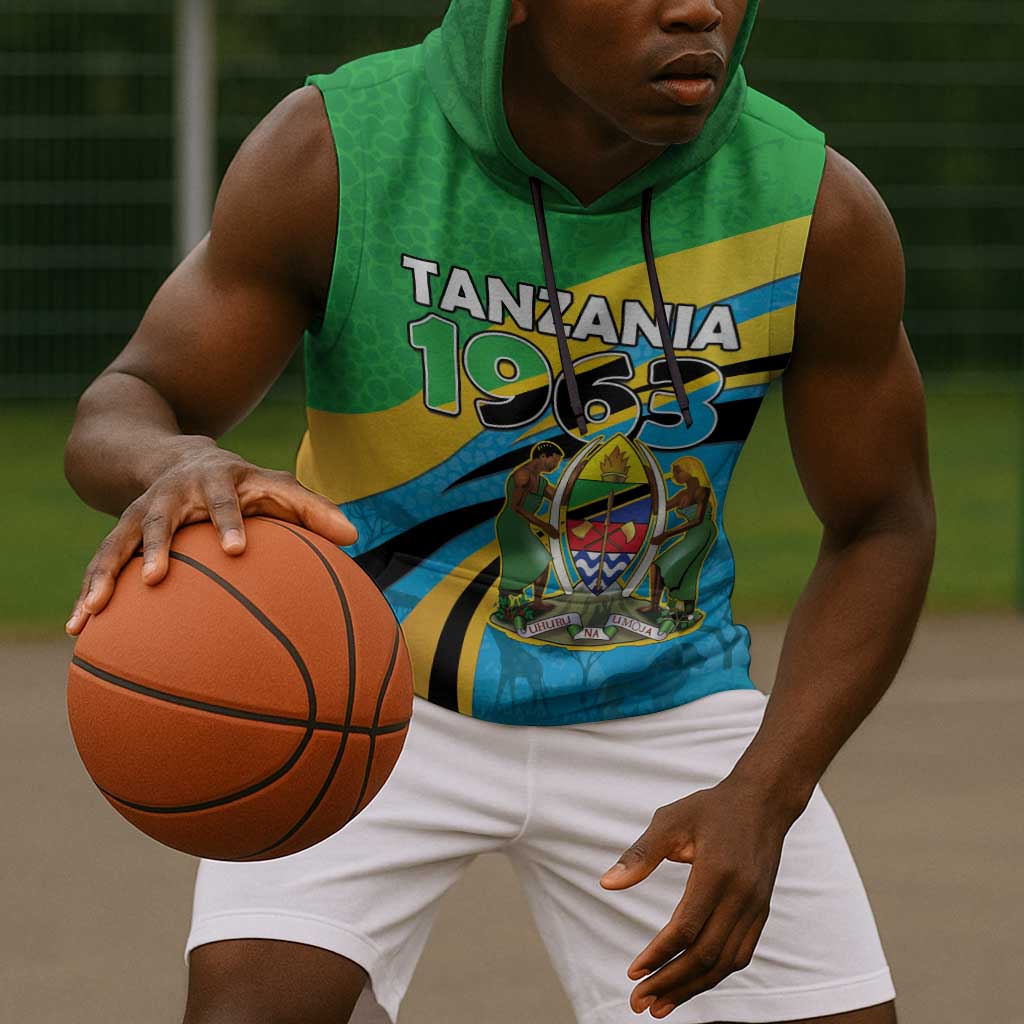 Personalized Tanzania Uhuru Day Sleeveless Hoodie Coat Of Arms - Sports Style - African Pride