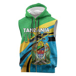 Personalized Tanzania Uhuru Day Sleeveless Zip Hoodie Coat Of Arms - Sports Style - African Pride