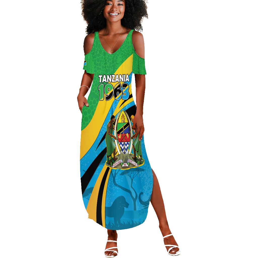 Personalized Tanzania Uhuru Day Summer Maxi Dress Coat Of Arms - Sports Style - African Pride