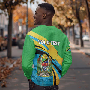 Personalized Tanzania Uhuru Day Sweatshirt Coat Of Arms - Sports Style - African Pride