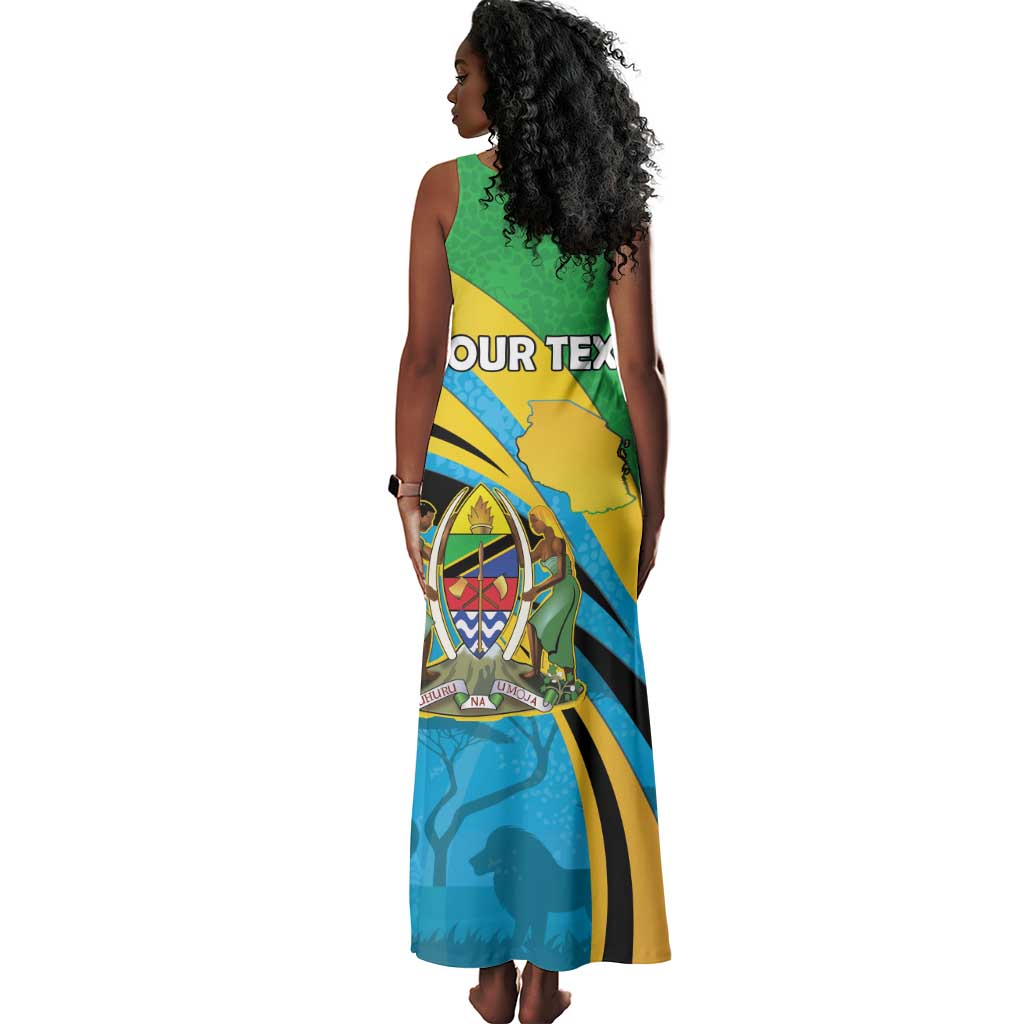 Personalized Tanzania Uhuru Day Tank Maxi Dress Coat Of Arms - Sports Style - African Pride