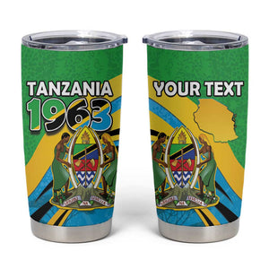 Personalized Tanzania Uhuru Day Tumbler Cup Coat Of Arms - Sports Style - African Pride