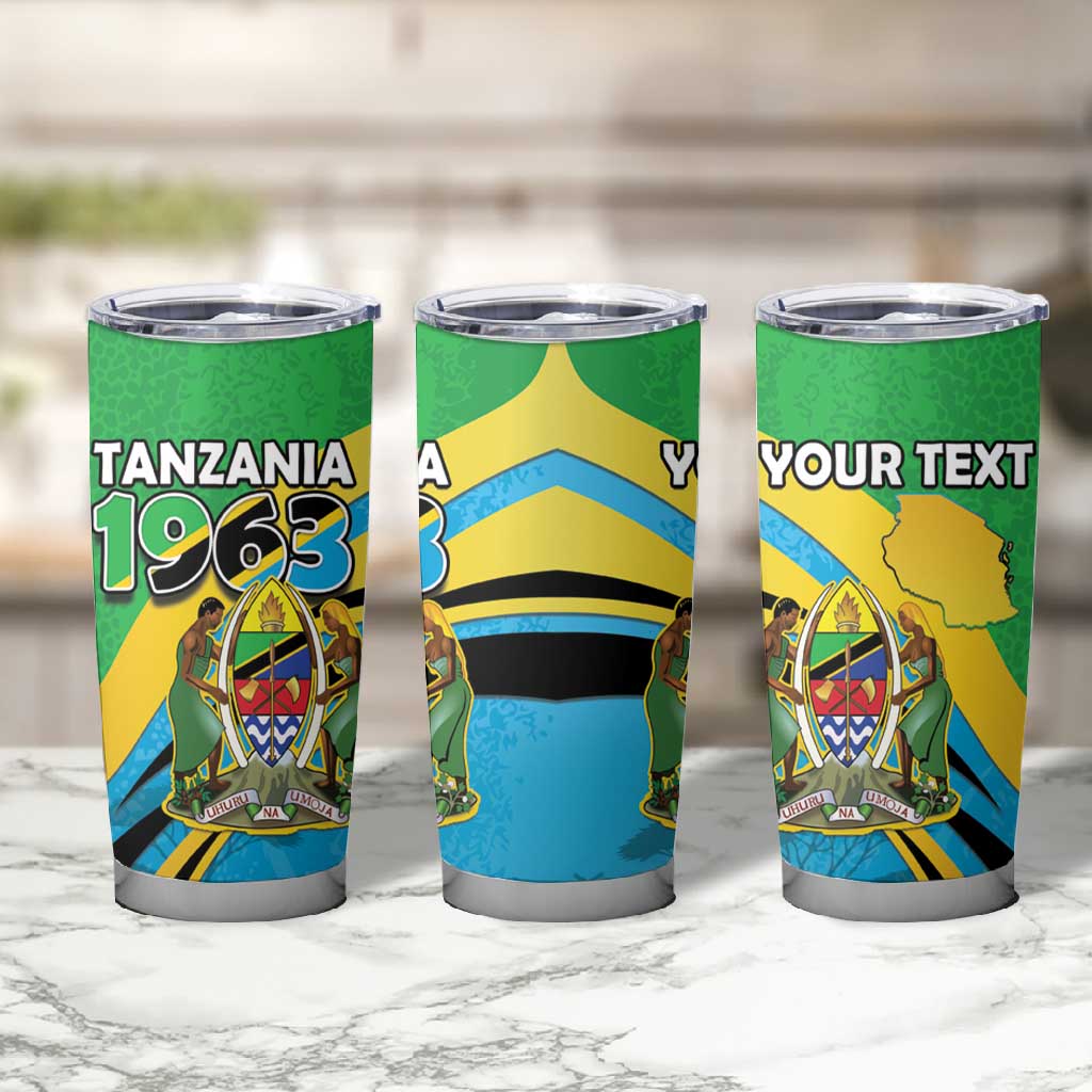 Personalized Tanzania Uhuru Day Tumbler Cup Coat Of Arms - Sports Style - African Pride