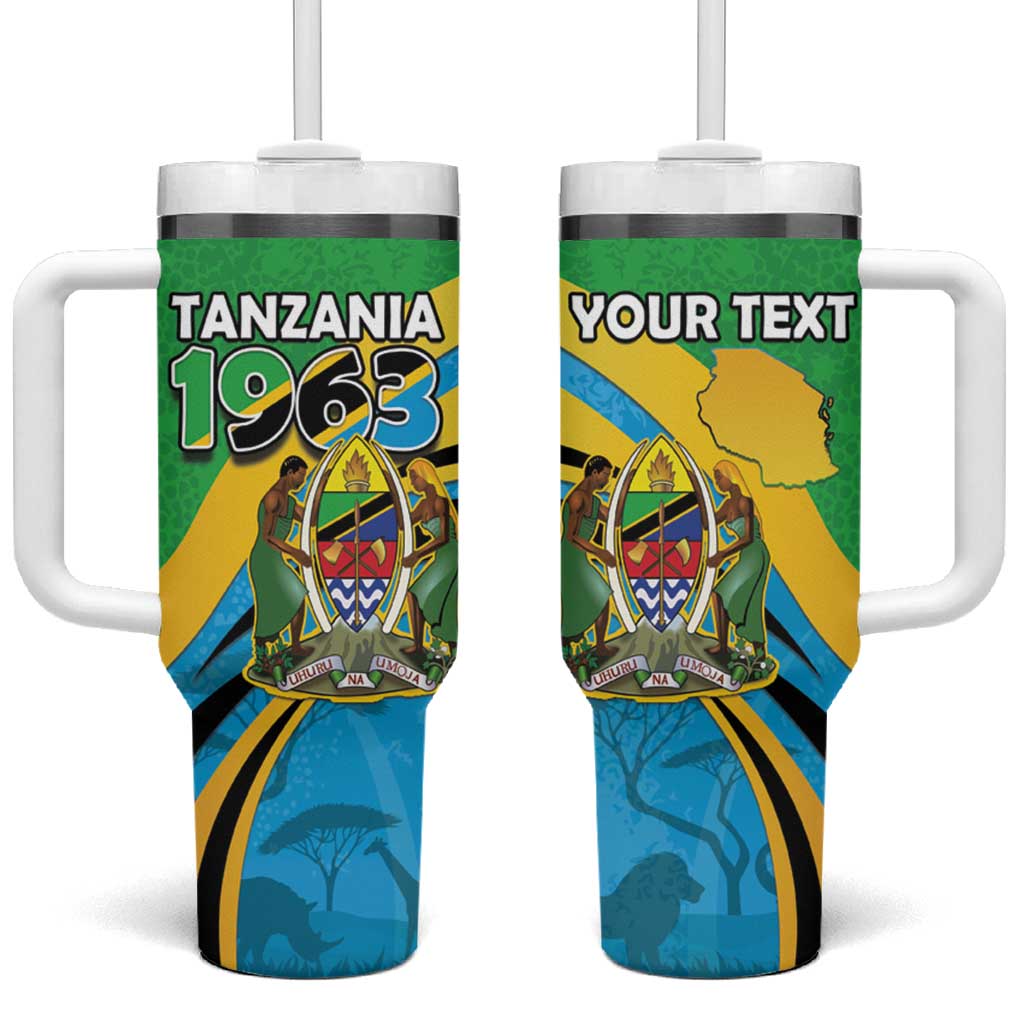 Personalized Tanzania Uhuru Day Tumbler With Handle Coat Of Arms - Sports Style - African Pride