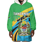 Personalized Tanzania Uhuru Day Wearable Blanket Hoodie Coat Of Arms - Sports Style - African Pride
