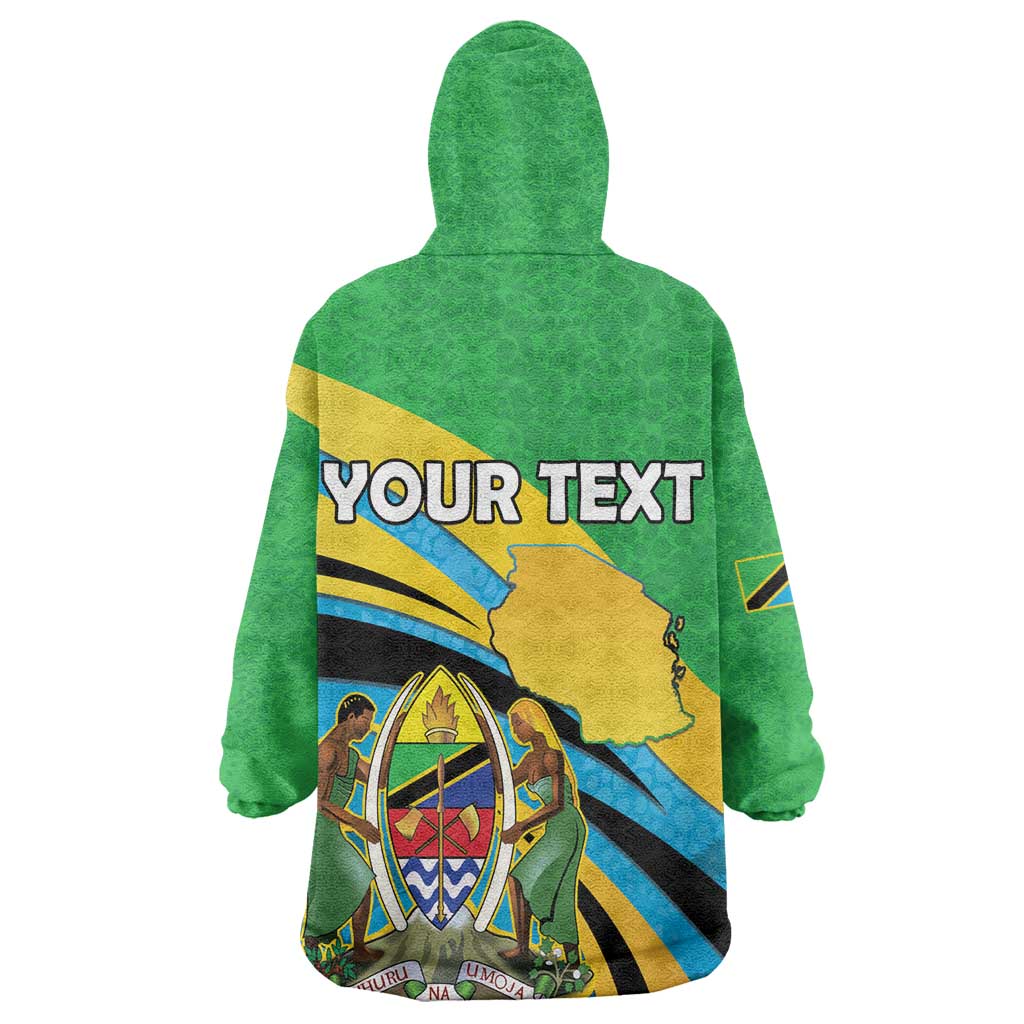 Personalized Tanzania Uhuru Day Wearable Blanket Hoodie Coat Of Arms - Sports Style - African Pride