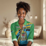 Personalized Tanzania Uhuru Day Women Casual Shirt Coat Of Arms - Sports Style - African Pride