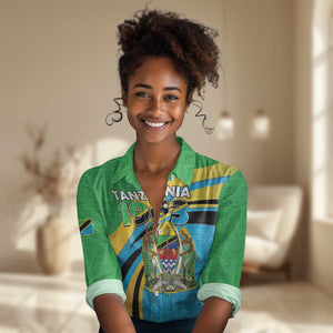 Personalized Tanzania Uhuru Day Women Casual Shirt Coat Of Arms - Sports Style - African Pride