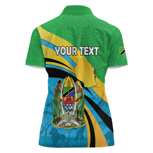 Personalized Tanzania Uhuru Day Women Polo Shirt Coat Of Arms - Sports Style - African Pride