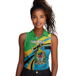 Personalized Tanzania Uhuru Day Women Sleeveless Polo Shirt Coat Of Arms - Sports Style - African Pride