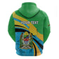 Personalized Tanzania Uhuru Day Zip Hoodie Coat Of Arms - Sports Style - African Pride