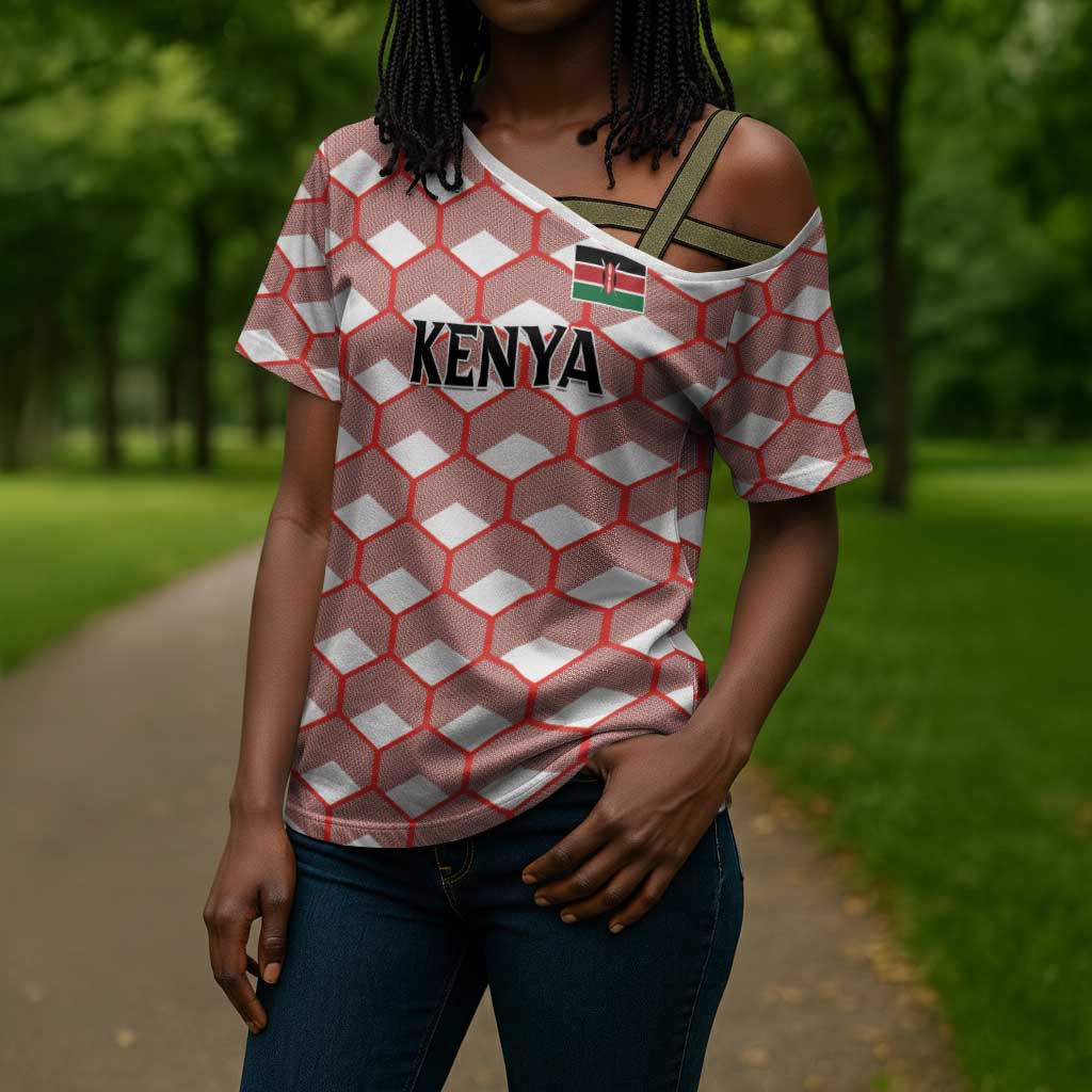 Personalized Kenya Athletics White Jersey Cross Shoulder Shirt