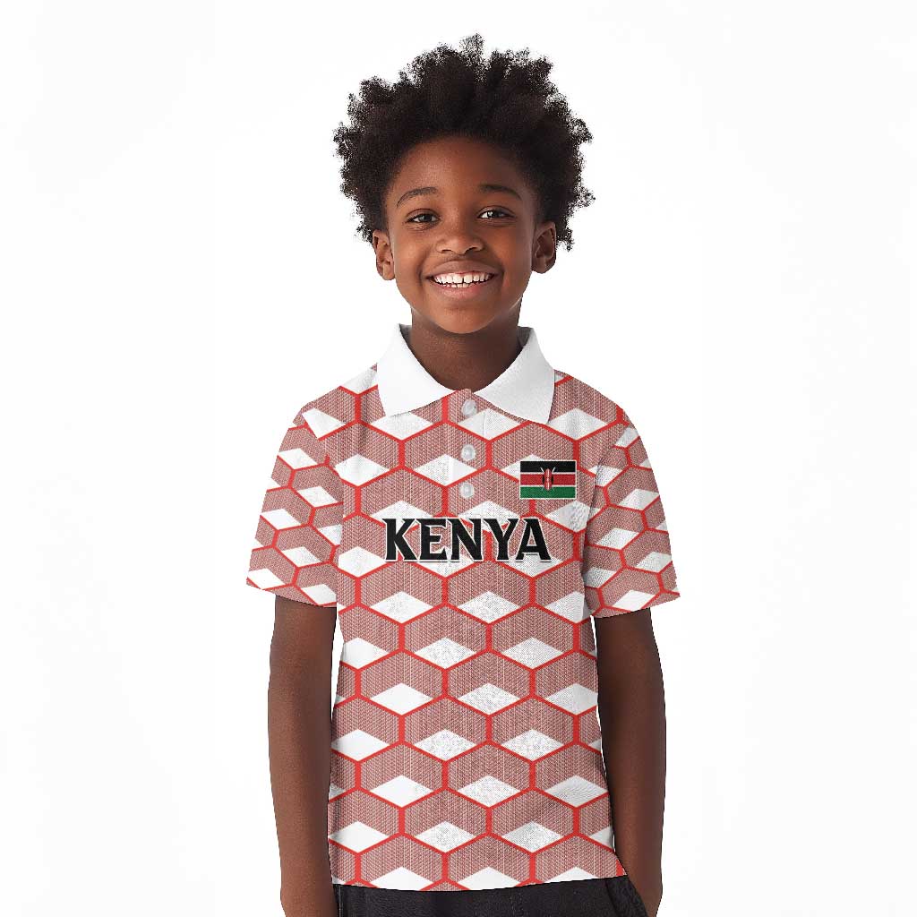 Personalized Kenya Athletics Kid Polo Shirt White Jersey - African Pride