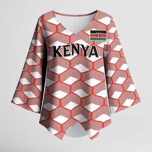 Personalized Kenya Athletics White Jersey Kimono Sleeve Blouse