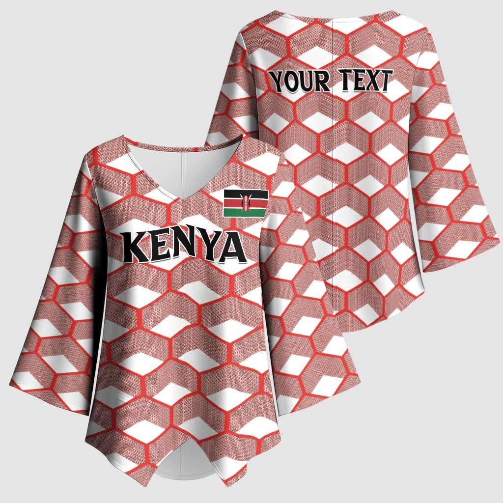 Personalized Kenya Athletics White Jersey Kimono Sleeve Blouse