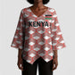Personalized Kenya Athletics White Jersey Kimono Sleeve Blouse