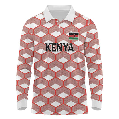 Personalized Kenya Athletics Long Sleeve Polo Shirt White Jersey - African Pride